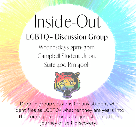 LifeatBuffState's tweet photo. Weigel Counseling Center and the Anne Frank Project will host an Inside Out Weekly Drop-In Group for LGBTQ+ students in the back suite of Student Leadership and Engagement (Campbell Student Union 400H) beginning October 5th. It will take place every Wednesday from 2:00pm - 3:00pm https://t.co/SHVkxFirML
