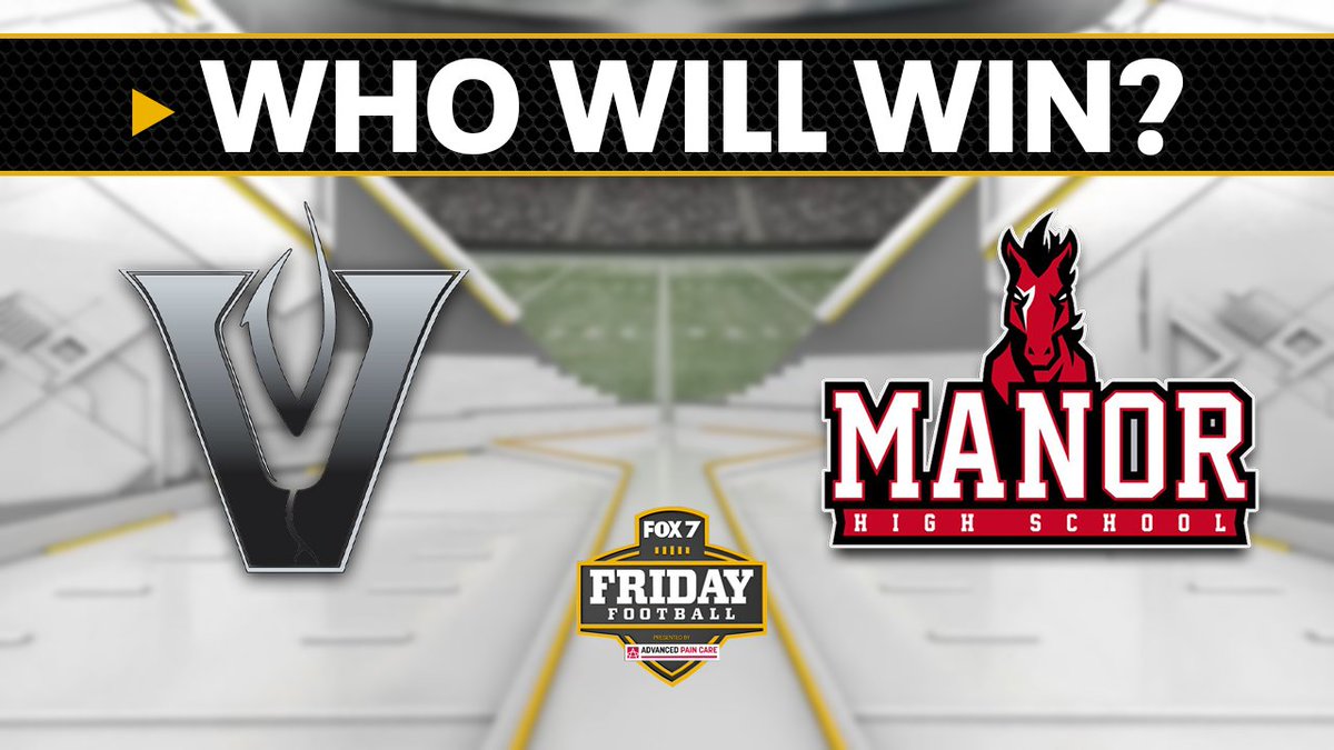 fox7austin's tweet photo. It's that time of the week again, folks, where you tell us who you think will win #FOX7FridayFootball's Game of the Week!

This week's matchup is @ManorHSFootball versus @VHSFootball!

Vote here ➡️https://t.co/mhLMar634k https://t.co/cc5JccIuDi