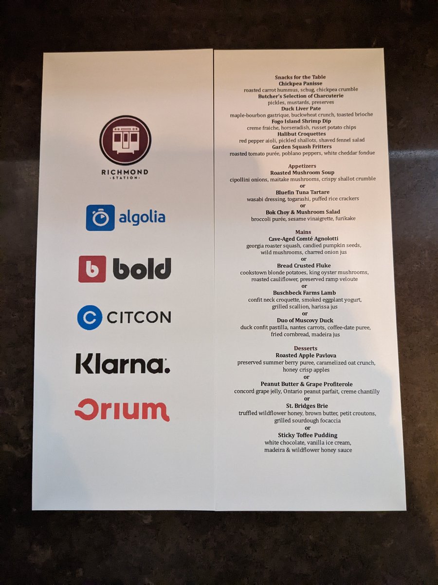 bold_commerce's tweet photo. Last night @bold_commerce had a great dinner event with some of the leading #retail brands at @richmondstn ✨ We're incredibly grateful to everyone who came to enjoy a fun night of exceptional food and great conversation. Thank you @algolia @Klarna @CitconPayment @oriuminc 👏 https://t.co/6Kj3hKCGck