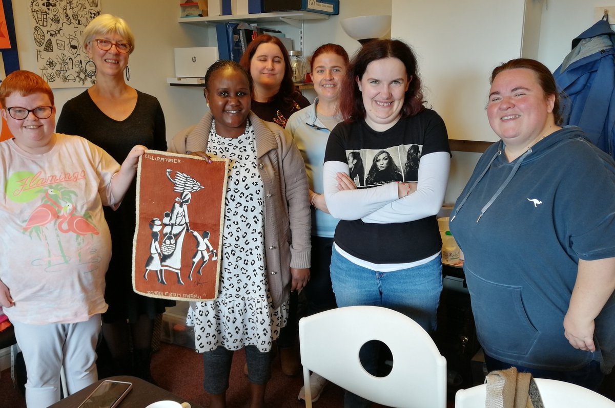 Flo of awamu in Kampala visited our studio today. We enjoyed hearing about the young women who make the paper beads we use in our jewellery.