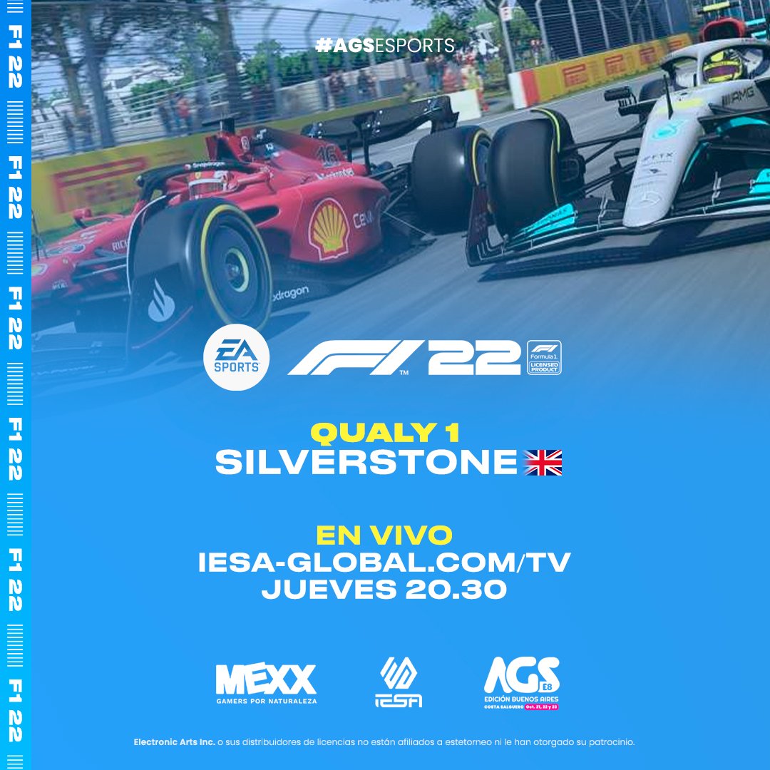 ¡SEMÁFOROS EN VERDE!🚥

Se abre el telón de la <a href="/ArGameShow/">AGS 🎮🕹️</a> 2022 y F1 sale a las pistas en #AGSEsports en el GP de Gran Bretaña🏆

🏁 Silverstone
⏰20.30
📺iesa-global.com/tv

<a href="/MexxplayOK/">MEXX PLAY</a>