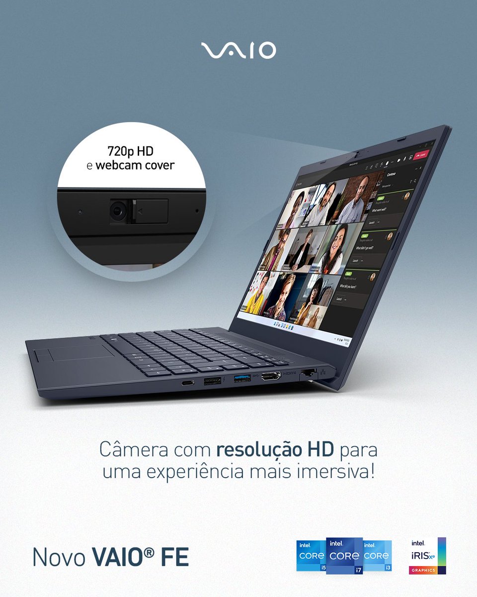vaio_brasil's tweet photo. O novo VAIO FE traz uma câmera frontal 1.0 MP HD, 720p com webcam cover para mais tranquilidade e privacidade.

#VAIO #VAIOFE #AlderLake https://t.co/G6HarcWYOF