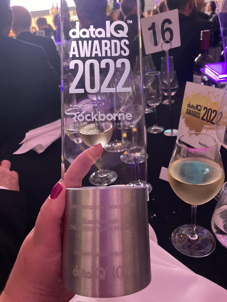 ClassificationG's tweet photo. Well… look what I have 🏆
Absolutely over the moon to have won ‘Data Champion’ at the DataIQ Awards tonight in London!
What a special night! ⭐️
#dataIQ #datachampion #winner https://t.co/7WEZHF371e