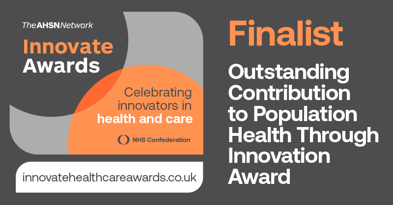 Our next #InnovateAwards category is for ‘Outstanding Contribution to Population Health Through Innovation’. Finalists are from: @MSEssex_ICS; @NHS_BOBICB; @UCLPartners; @NuffieldHealth; @ATMedics; @OperoseHealth and @ccs_nhst @NHSConfed