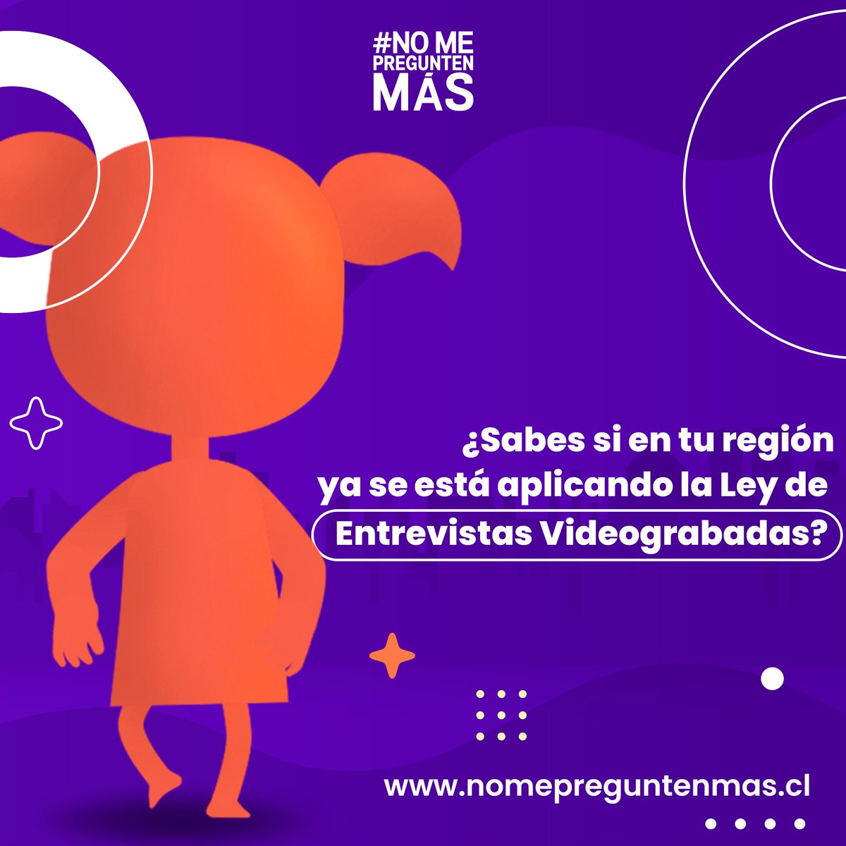 Desde este lunes 3 de octubre, la Ley de Entrevistas Videograbadas estará implementada en todo Chile.  

¿Sabes si en tu región ya se está aplicando esta Ley? Para más información, entra a nomepreguntenmas.cl 

#ley21057
#LeydeEntrevistasVideograbadas