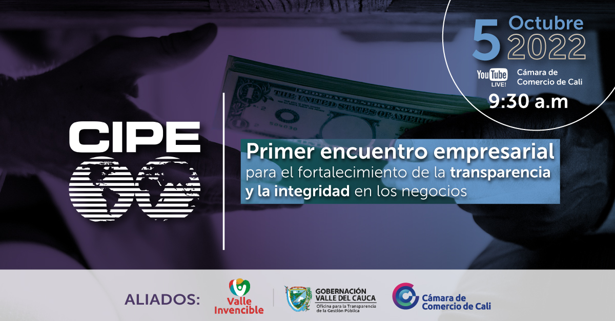camaracali's tweet photo. El Centro Internacional para la Empresa Privada #CIPE con apoyo de @GobValleT y #CCC, te invitan a participar en este evento #Envivo, en el que conversaremos sobre la #transparencia y la integridad en los #negocios. Miércoles 5 de octubre, 9:30 a.m. vía👉https://t.co/POR7BUxhJx https://t.co/dmC2SA8api