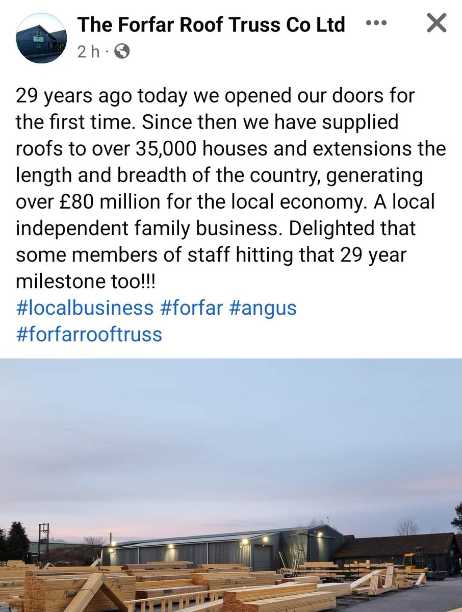 investinangus's tweet photo. Forfar Roof Truss celebrating 29 years. Congratulations! #investinangus https://t.co/LS1C3T1uHt