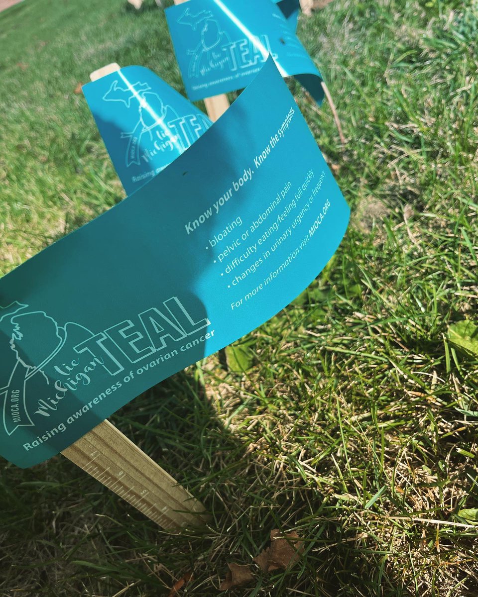 OaklanduSHS's tweet photo. Help spread awareness for Ovarian
Cancer! Come take a look at the symptoms outside of
Kresge Library and the bridge at the SHS building to
help keep yourself and others safe and aware!
#mioca #tiemichiganteal https://t.co/foUqIYEAo3