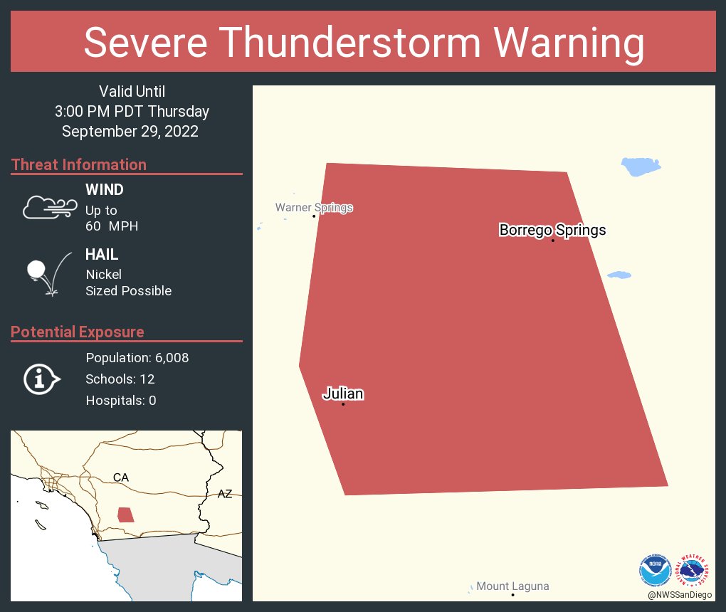 NWS San Diego on Twitter "Severe Thunderstorm Warning including
