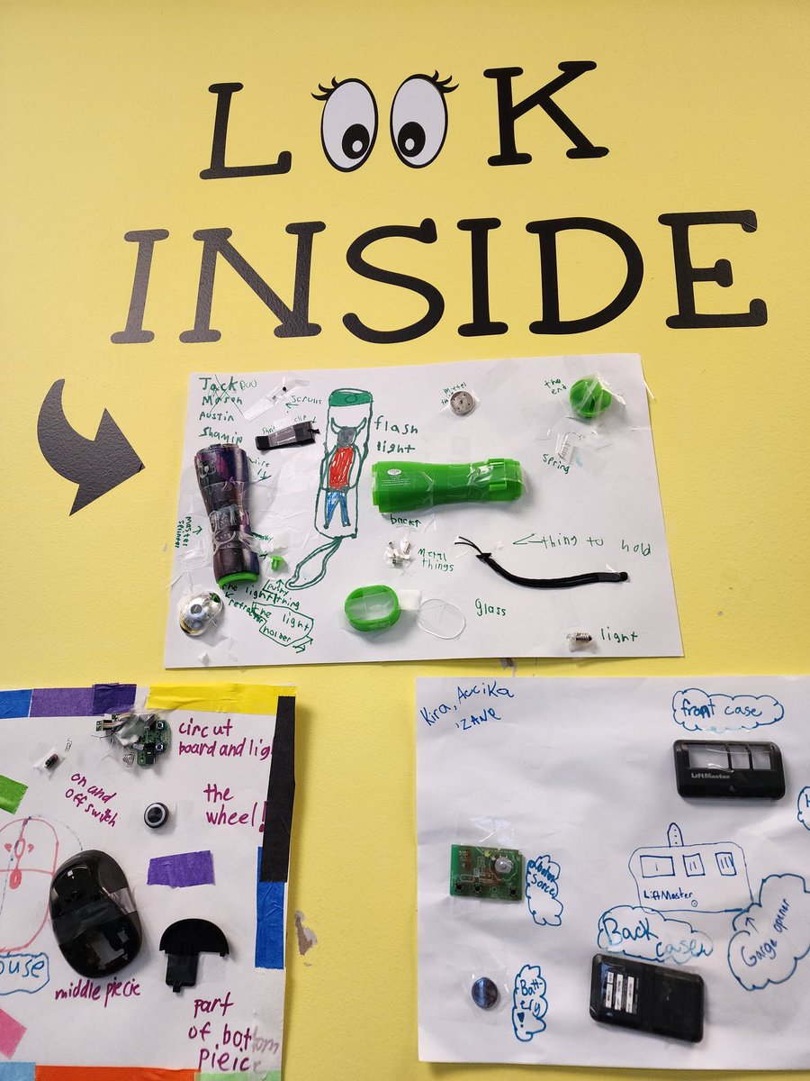 KFrohliger's tweet photo. 4th grade reverse engineering projects are looking good! Best part is that 2nd and 3rd grade learn from their posters! A win for everyone! 😀👏@BWSDSTEAM #steamclass https://t.co/Opr54rA2W8