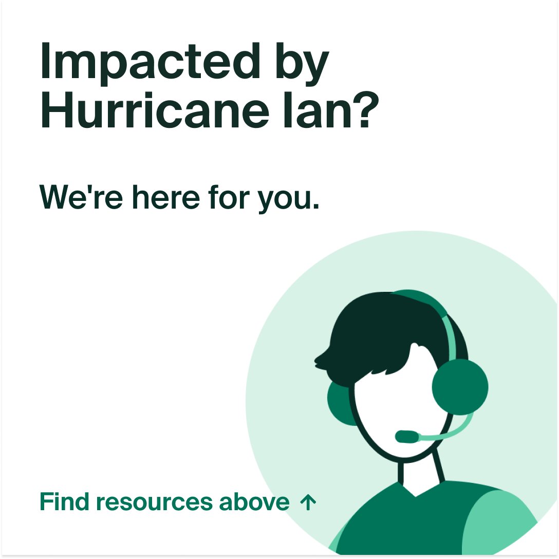 If you were impacted by Hurricane Ian, we’re here for you. 

For assistance with your account, please contact us at 1-855-790-8860 or link.missionlane.com/message. 

For other support, visit missionlane.com/resources.