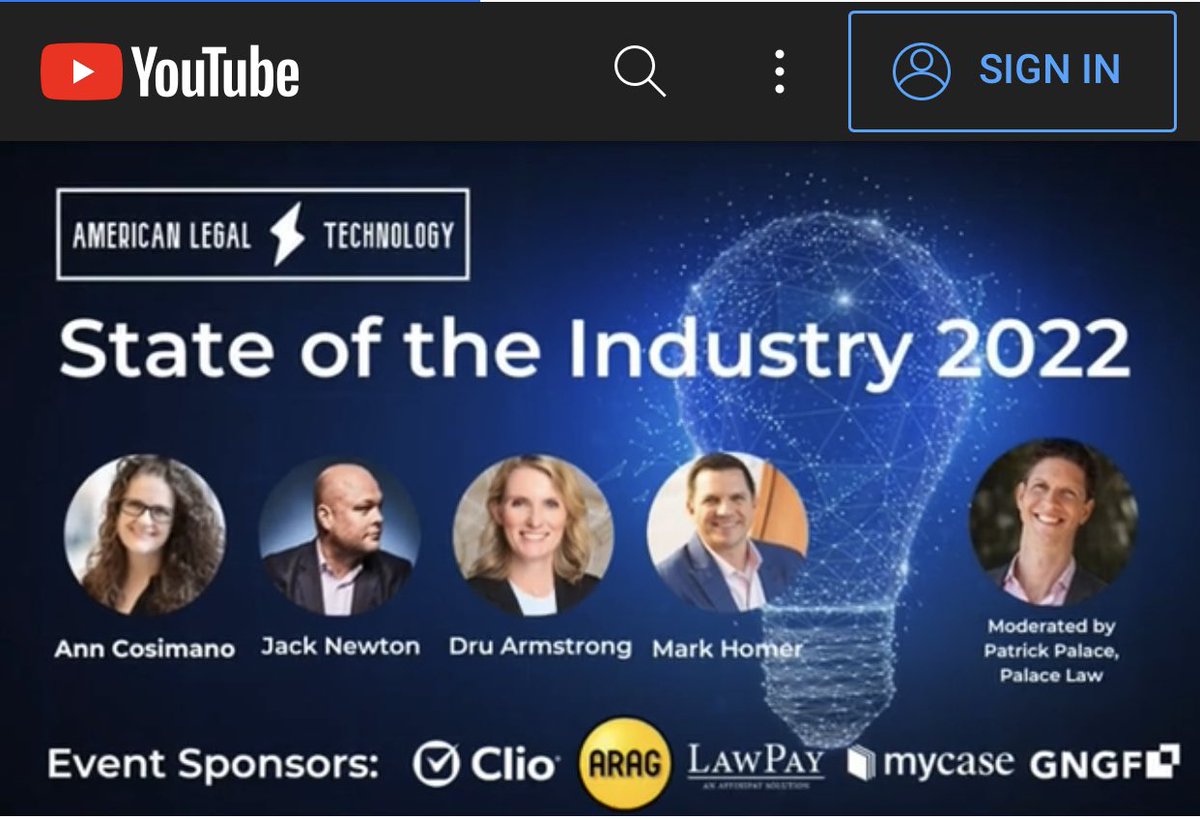 If you missed the State of the Legal Industry webinar yesterday with the CEOs of <a href="/goclio/">Clio</a> <a href="/LawPay/">8am LawPay</a> <a href="/GNGFound/">GNGF</a> <a href="/ARAGlegal/">ARAG Legal Insurance</a> @affinipay <a href="/MyCaseInc/">8am MyCase</a> YOU can watch it right here: m.youtube.com/watch?v=m1WJ4j….