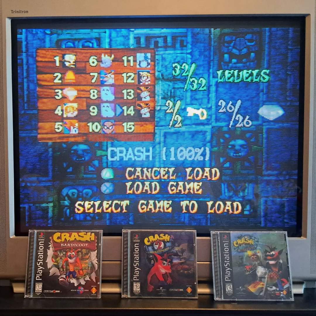 tylorlilley's tweet photo. I finished the original Crash Bandicoot with 100% Completion!

#RetroGaming #CRTGaming #Playstation #CrashBandicoot https://t.co/THnZCAxMy8