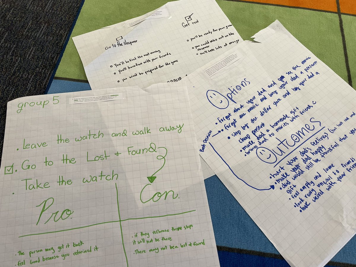 BowieCounselor's tweet photo. Did you know that research shows we make 35,000 decisions a day?!?! 6th grade worked on responsible decision making skills today and had ALL the great ideas going!!! #bowieallin #risdbelieves @BowiePta @BowieMustangs @RISDcounselors https://t.co/jkQNnxO8dZ