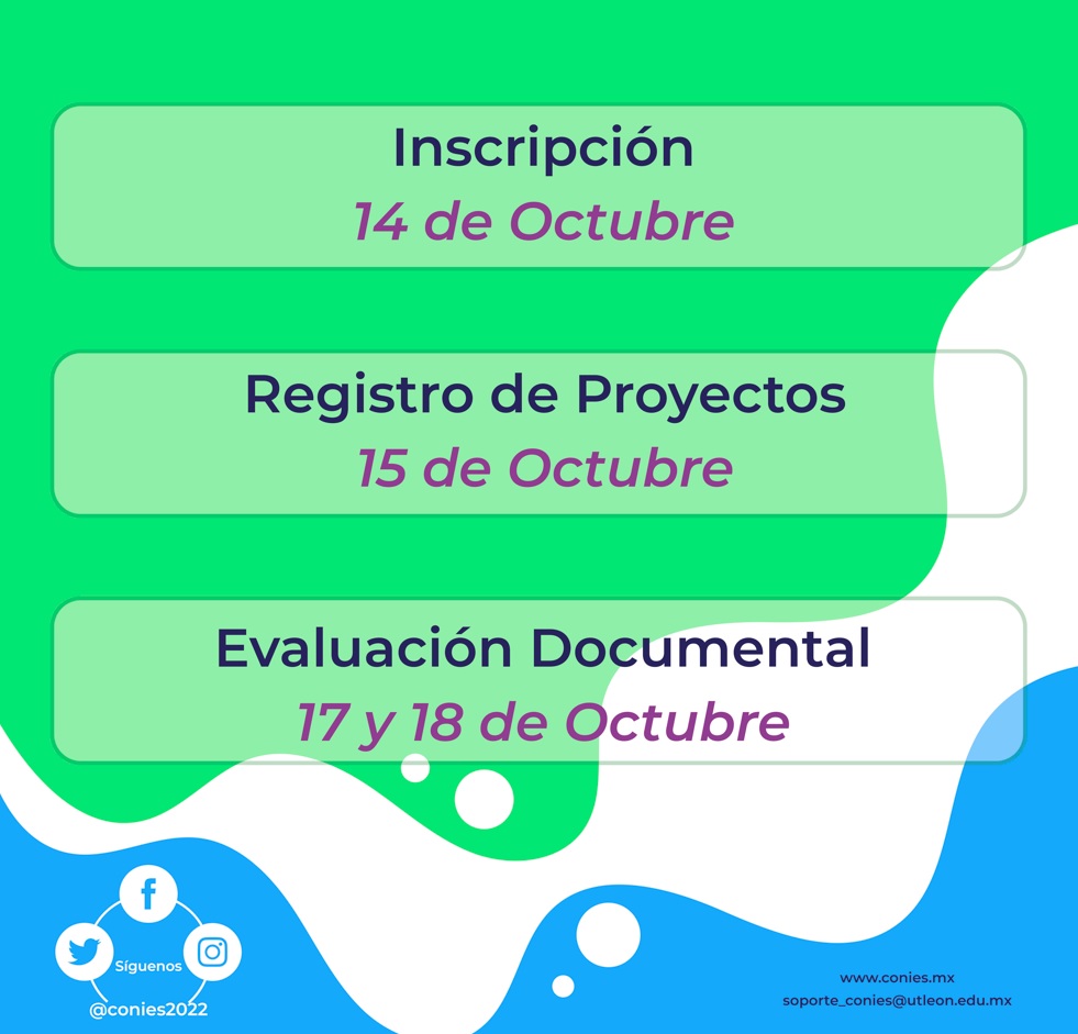 CONIES2022's tweet photo. Conoce nuestras nuevas fechas
No pierdas la oportunidad de participar en nuestra edición 2022
🟣https://t.co/Z4pVDPNjYy 🟣 https://t.co/2xkE7PaO0Y