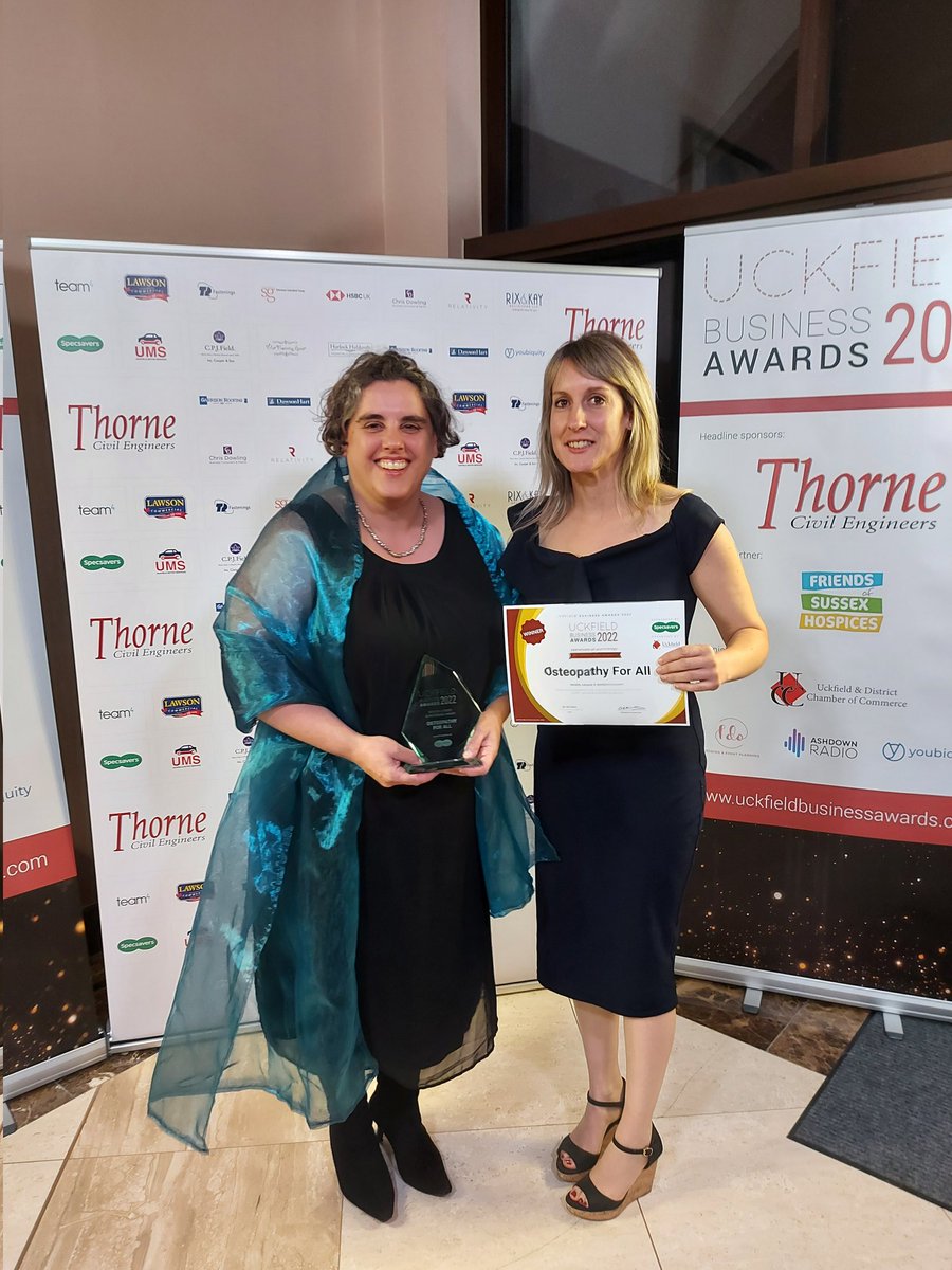 Osteopathy For All are delighted to have won an Uckfield Business Award in the Health, Leisure and Wellbeing Category Thank you @uba_2022 #osteopathyworks