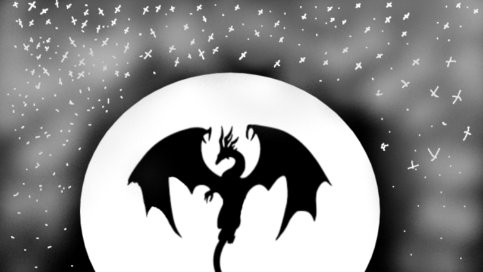 Room202021's tweet photo. #ChapterChatnz This is my dragon silhouette in front of the moon. By Mackenzie https://t.co/Vg1IWWGFI0