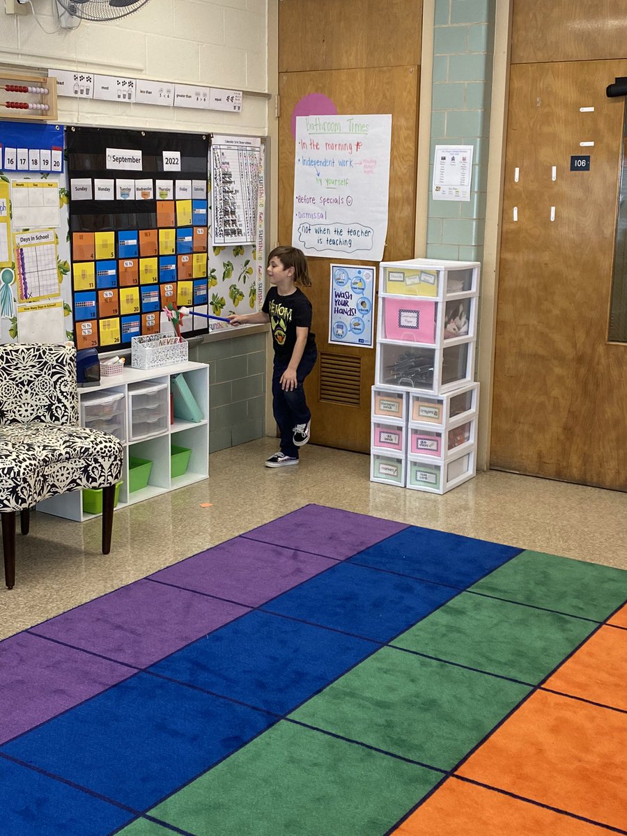 1stgradeMsWaugh's tweet photo. Rockin’ Ricky rocking the calendar routine! ✨❤️ these moments make my heart burst and the engagement of everyone sky rockets!!! 😍 @mathbridges https://t.co/Ml1QVteAbh