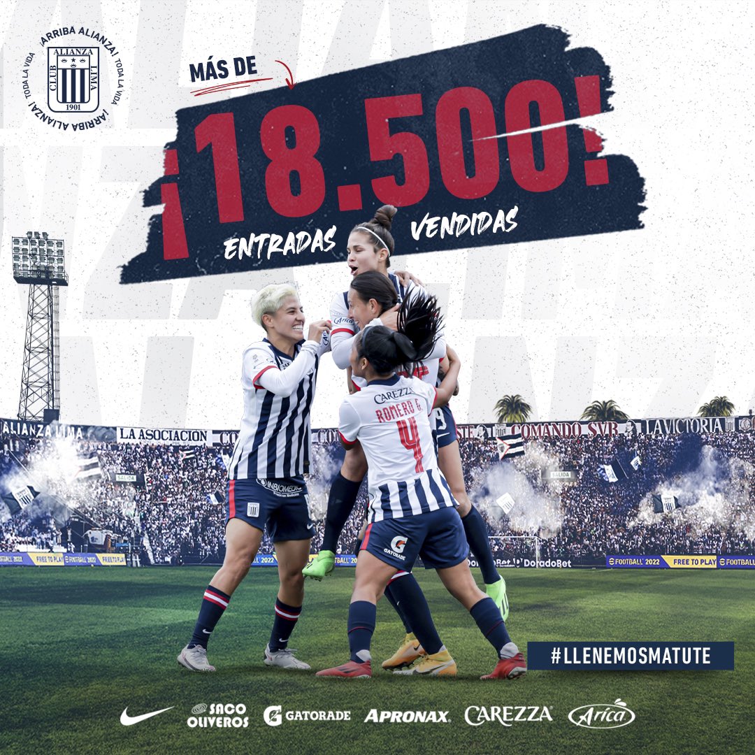 AlianzaLimaFF's tweet photo. ¡𝗬𝗔 𝗘𝗦 𝗥𝗘́𝗖𝗢𝗥𝗗 𝗕𝗟𝗔𝗡𝗤𝗨𝗜𝗔𝗭𝗨𝗟! 🙋🏻‍♀️🔵⚪️

➕1️⃣8️⃣5️⃣0️⃣0️⃣ entradas vendidas para presenciar la finAL de la liga femenina en Matute. 🏟️🎉

𝗦𝗼𝗹𝗮𝗺𝗲𝗻𝘁𝗲: 𝗔𝗹𝗶𝗮𝗻𝘇𝗮 𝗟𝗶𝗺𝗮. 🤩💙

¡Sigamos haciendo historia y #LlenemosMatute! 

🎟️➡️ https://t.co/Wji8Yg3pZS https://t.co/iVhZzXssib