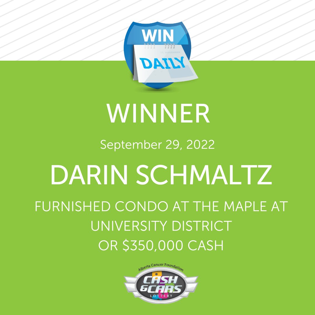 ABCancerLottery's tweet photo. Congratulations to Darin Schmaltz! The winner of this year's Early Bird Prize!

Darin has been a loyal supporter of the Cash and Cars Lottery since his Mother began her journey with cancer.

Buy your tickets today: https://t.co/UDfhLWRG4I

#Cashandcarslottery #Albertacancer https://t.co/nEyjB55nnk