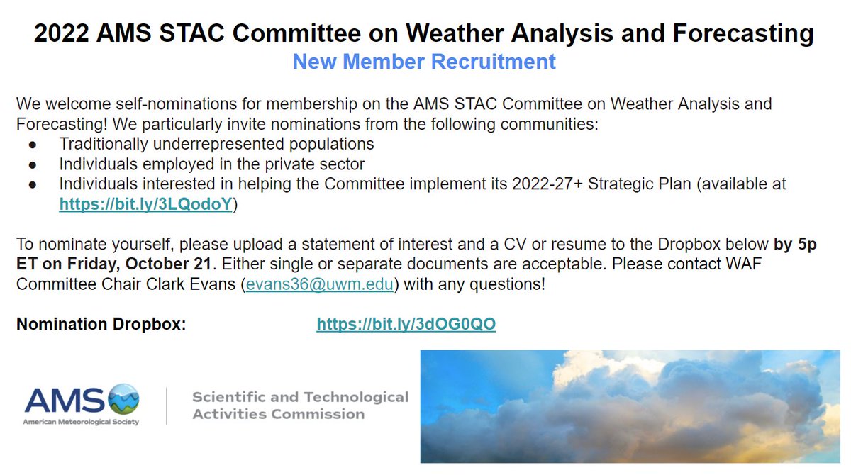 We're recruiting at least one person to serve as the newest member(s) of our committee! Self-nominations are due by October 21st (reposted to correct date). Check out the image for full details: