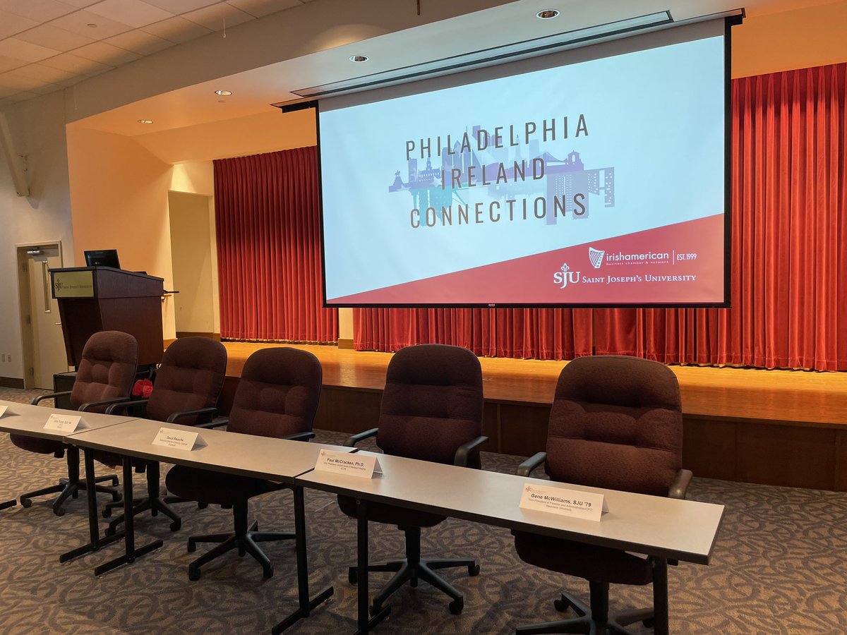 IABCNPhila's tweet photo. We are set & ready for our panel discussion at @saintjosephs! We are proud to co-host w/@IrishStudiesSJU.
Looking forward to a dynamic discussion w/ #IrishChamberMembers @Aramark @AlmacGroup @ICONplc @LittusUS @imvax_inc
#IrishPhiladelphia #GlobalIrish #Nasc #THWND https://t.co/KUsDypue7j