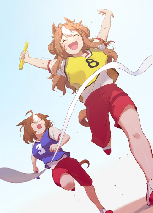 【ウマ娘体育祭】リレーの死闘っ!!第7弾 コパノリッキーやアヤベさん描きたかったの…一応このシリーズはこれで終わりです#ウマ娘 #オグリキャップ 