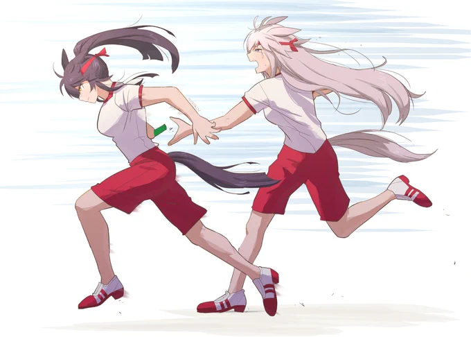 【ウマ娘体育祭】リレーの死闘っ!!第7弾 コパノリッキーやアヤベさん描きたかったの…一応このシリーズはこれで終わりです#ウマ娘 #オグリキャップ 