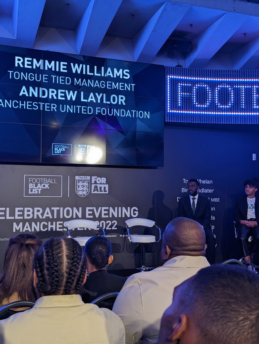 Great night with some of the @FletcherMoss_FC lot celebrating @FootieBlackList awards and seeing two of our own on stage Andrew and @kylewalker115 @FootballMuseum #Awards #Celebrating #InspiringTheNextGeneration #FootballBlackList @amirkkhan_ @_Jess_South