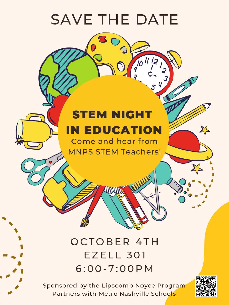 LipscombCofEd's tweet photo. Join us for "STEM Night in Education" on Tuesday, 10/4 from 6:00-7:00 in EZELL 301 on the Lipscomb University campus.  The Noyce Scholars program provides scholarships to encourage and support talented STEM majors to become 6-12 math and science teachers. https://t.co/v9zg3OC872 https://t.co/1V6A2pEHPA