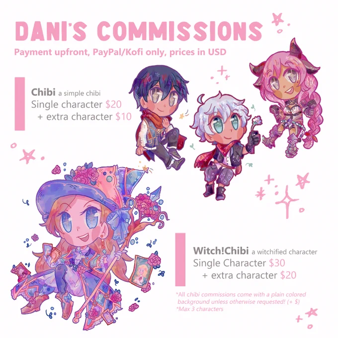 (rts appreciated) I'm opening up my c0mmissions again for the month! pls see below for the form + more info. as always, feel free to dm with any questions you may have!  