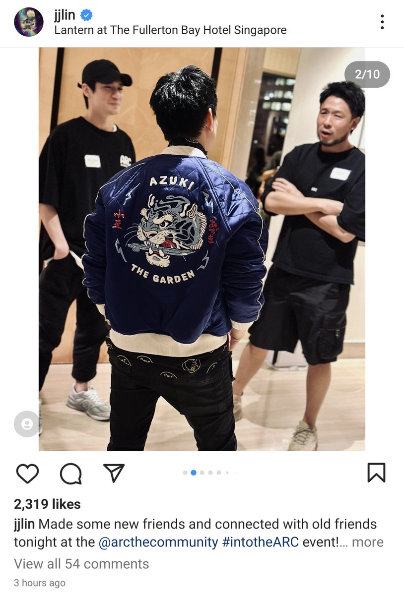 NGL, this has got me bullish. First sighting of the Azuki Twin Tigers Jacket worn by <a href="/JJ_Lin/">JJ Lin</a>