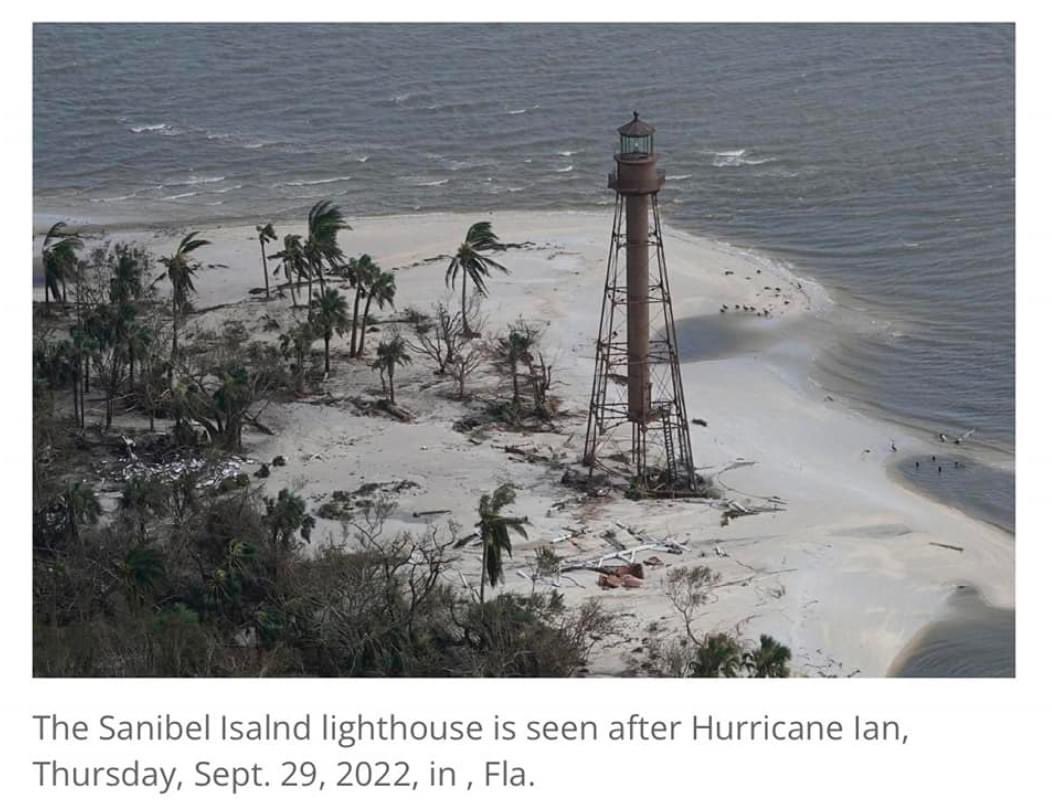 Islandgirl363's tweet photo. Sanibel Lighthouse made it through the storm, the surrounding buildings did not… https://t.co/9cLsryRnB4