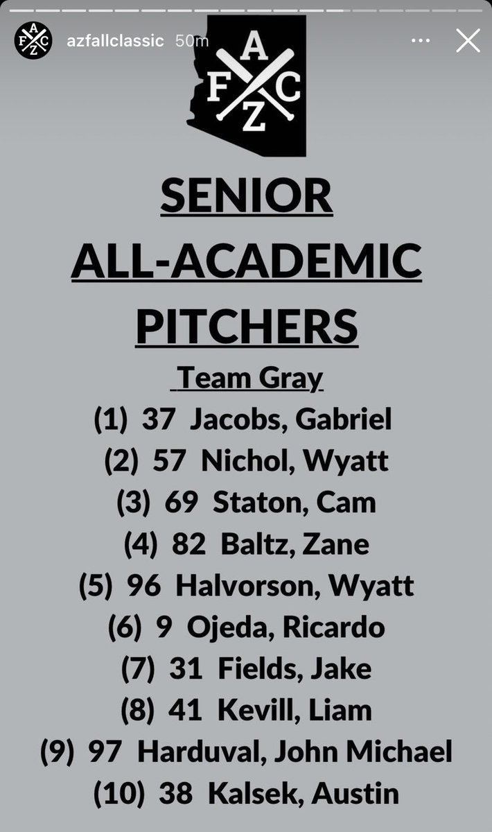 So grateful to be selected to the All-Academic All-Star game. Time to go out there and shove!!

<a href="/ZootsBaseball/">Zoots Baseball</a> <a href="/AZFallClassic/">AZ Fall Classic</a>