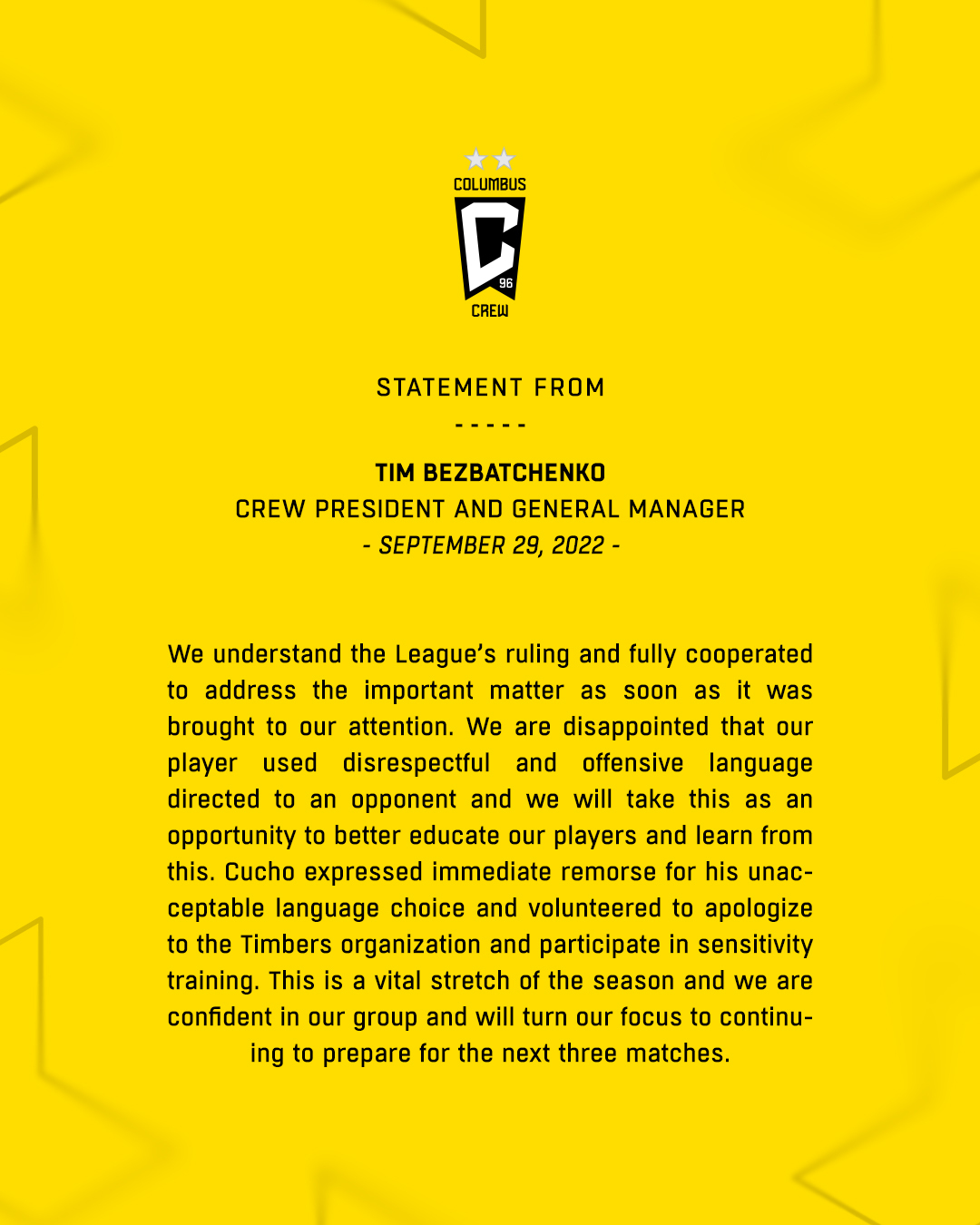 Club Statement, 06/04/21