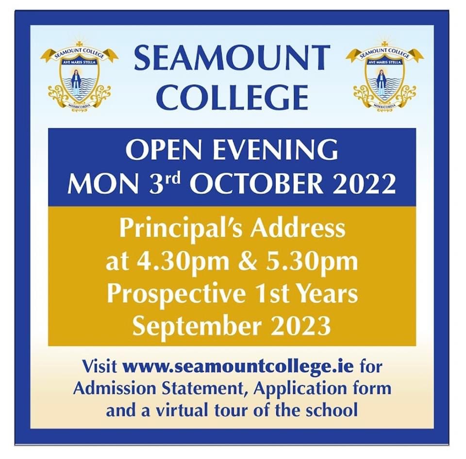 Open Night which will take place on Monday, 3rd October from 4pm.

Come along, meet our teachers &amp; students to find out about our outstanding academic tradition,  extensive range of extra-curricular activities &amp; see our wonderful facilities.

Principal's Address at 4.30pm &amp;5.30pm