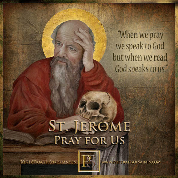 SaintPortraits's tweet photo. Happy Feast Day
 St. Jerome, pray for us. 
Patron of archeologists; archivists; Bible scholars; librarians; libraries; schoolchildren; students; translators. He assembled the writing that compose the old &amp; new testament around 400 AD 
 https://t.co/fu01EBD60G https://t.co/mSt9VJqSm9
