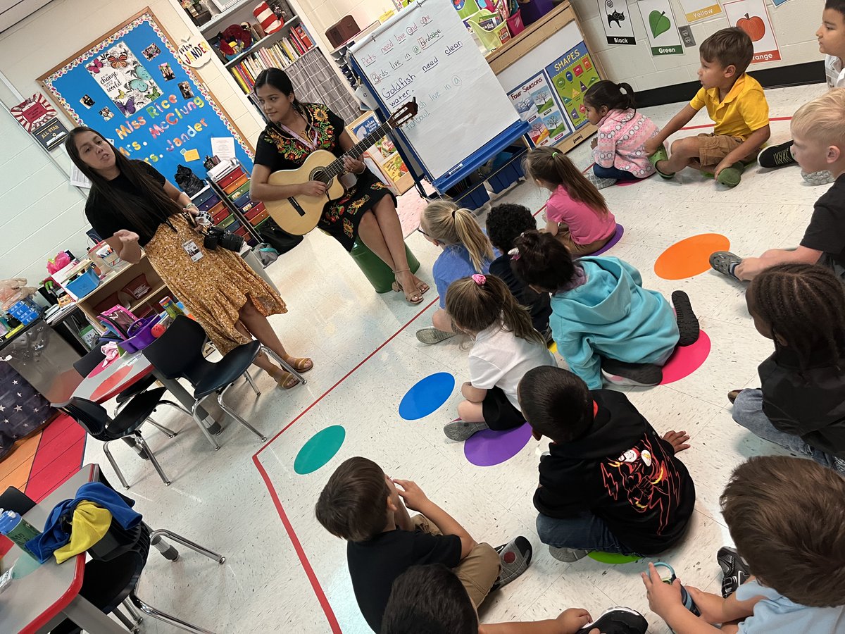 NolaKWilson's tweet photo. PreK had a special visitor today.  Ms G shared her talent of playing a guitar and taught us how to sing La Bamba.  In PreK we play, learn &amp; grow together. https://t.co/SRqqpOJow4