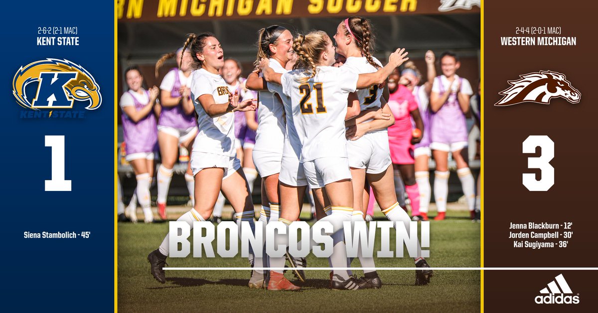 BRONCOS WIN!!! Three first-half goals lead WMU to a 3-1 win over Kent State to remain unbeaten in MAC play!

#BroncosReign