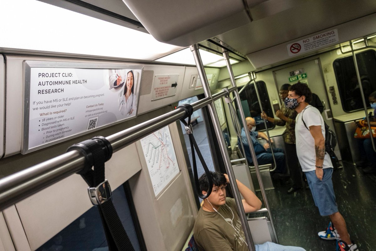 jura_bio's tweet photo. Proud to see @_projectclio_ on the MBTA in Boston. Sign up if you are thinking of becoming pregnant and have an autoimmune disease! https://t.co/6aQLZ9YcWc