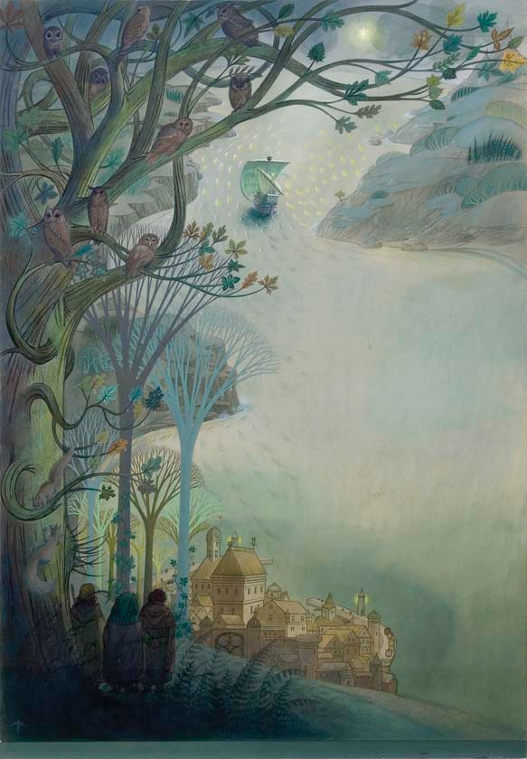 TolkienSociety's tweet photo. On this date in Middle-earth. In Third Age 3021, Gandalf, Frodo, Bilbo, Galadriel and Elrond leave Middle-earth and pass over the Sea. This marks the end of the Third Age. #Tolkien https://t.co/bpnmpZTGXv