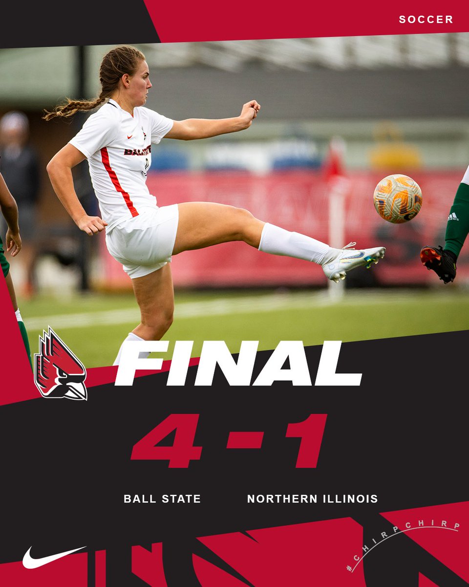 BallStateSoccer's tweet photo. CARDINALS WIN‼️

That's back-to-back matches with four or more goals and another @MACSports victory for Ball State!!!

#ChirpChirp x #WeFly https://t.co/pSgyi4Wuvs