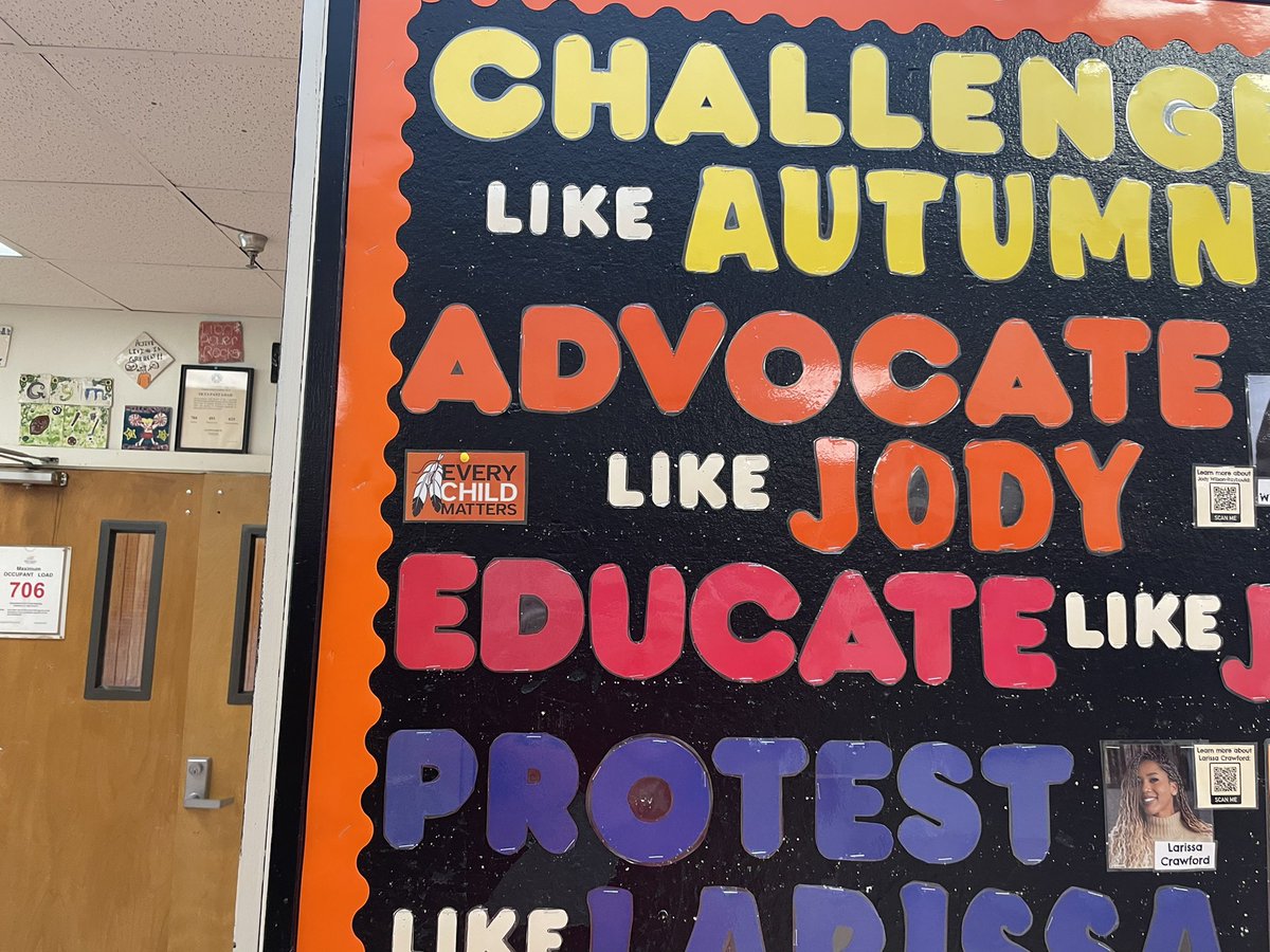 APugsleyConnell's tweet photo. We invite student to interact using QR codes with our display for Mi’kmaq History Month. #HrceTRC2022 #EveryChildMatters @CJHS_HRSB https://t.co/MF90rZWDNI