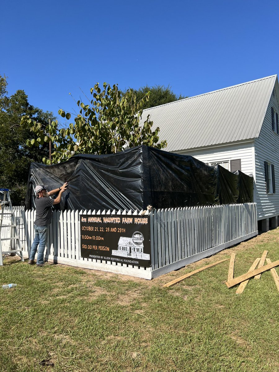 It’s almost October! Which means it’s time for the 4th Annual Haunted Farm House!! Construction began today!! We hope you will join us on 10/21, 10/22, 10/28 or 10/29 for a scary good time!! <a href="/KleinISD/">Klein ISD</a> <a href="/Kleinhistorical/">WunderlichFarm</a> #hauntedhouse