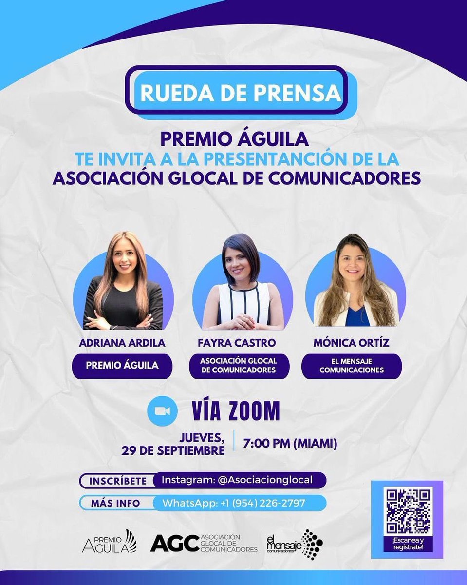 FayraCastro's tweet photo. Hoy!!! Acompáñanos en la rueda de prens de @PremioAguila y la @asoglocal: https://t.co/hpXPKjyOWQ https://t.co/wFnP6XrS2H
