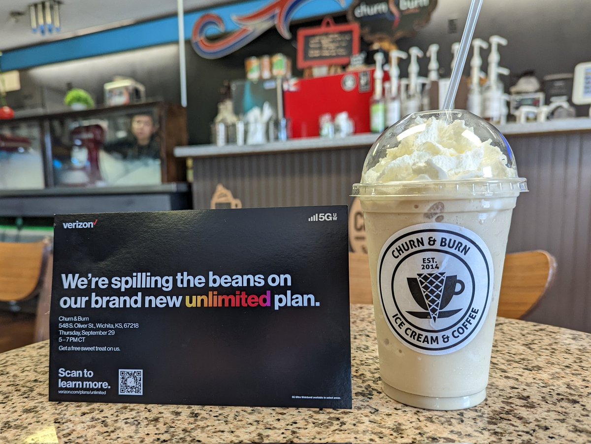 Hey, Wichita! Stop by @ChurnAndBurns now through 7 PM. Look for me, learn more about the @Verizon One Unlimited for iPhone plan and get a FREE sweet treat on us! #ACallforKindness