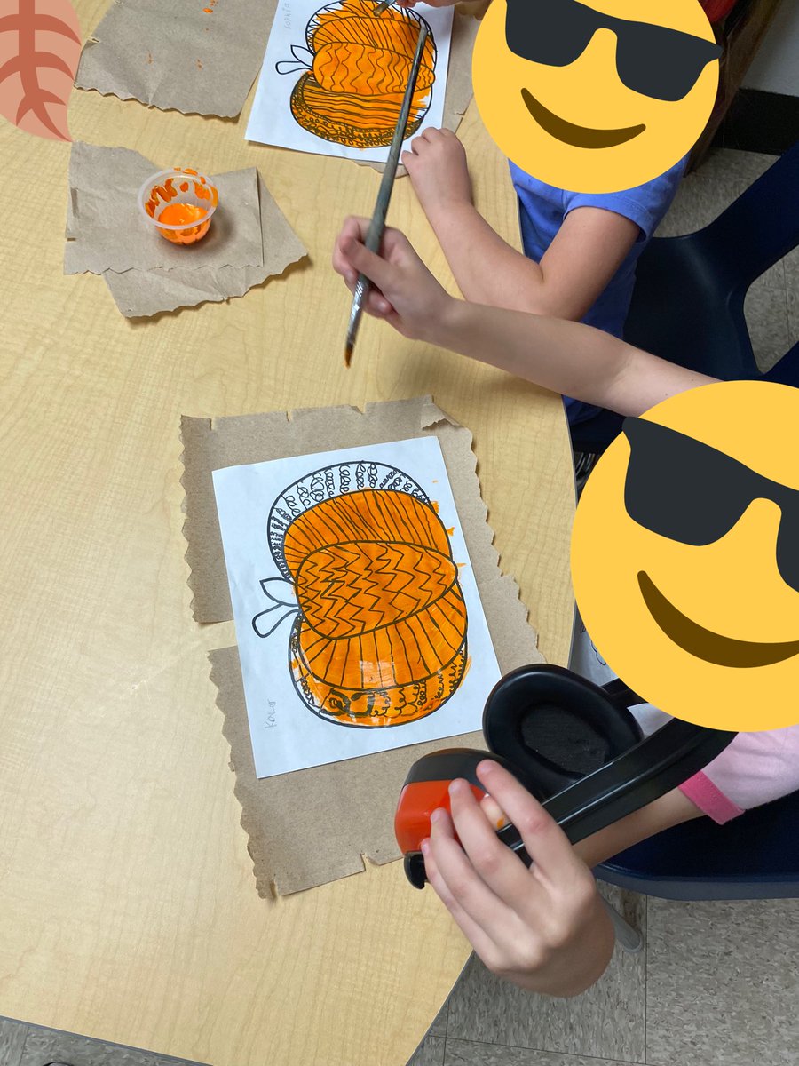mrssirey's tweet photo. Grade 3/4 students have been exploring two elements of design, line and contrast. Our pumpkins are turning out amazing! We can’t wait to put them up in the hall to show them off to the rest of the school! 🎃🍂 https://t.co/8sI8zK1roA