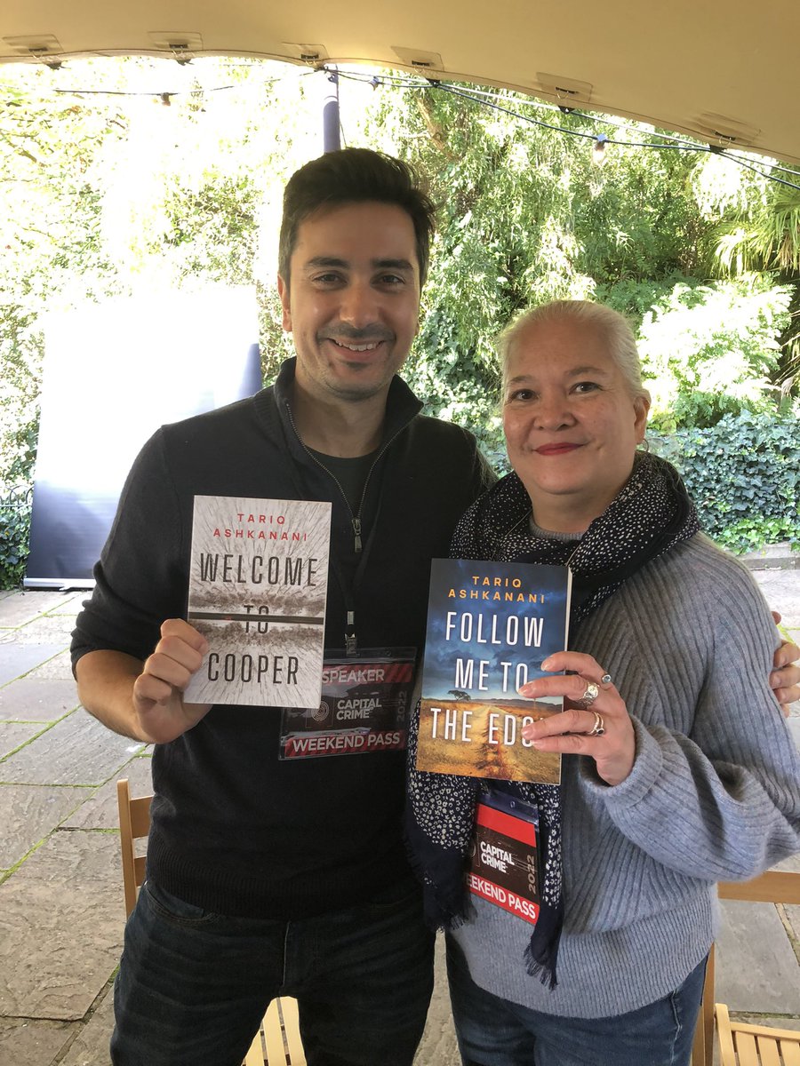 ThanhmaiUK's tweet photo. What I love about book festivals is discovering new authors I haven’t read. Great to listen to @TariqAshkanani @CapitalCrime1 talking about his prize winning book #WelcometoCooper and the next one in the series and to meet him afterwards. #CapitalCrime2022 https://t.co/SsdwdIf0Sv