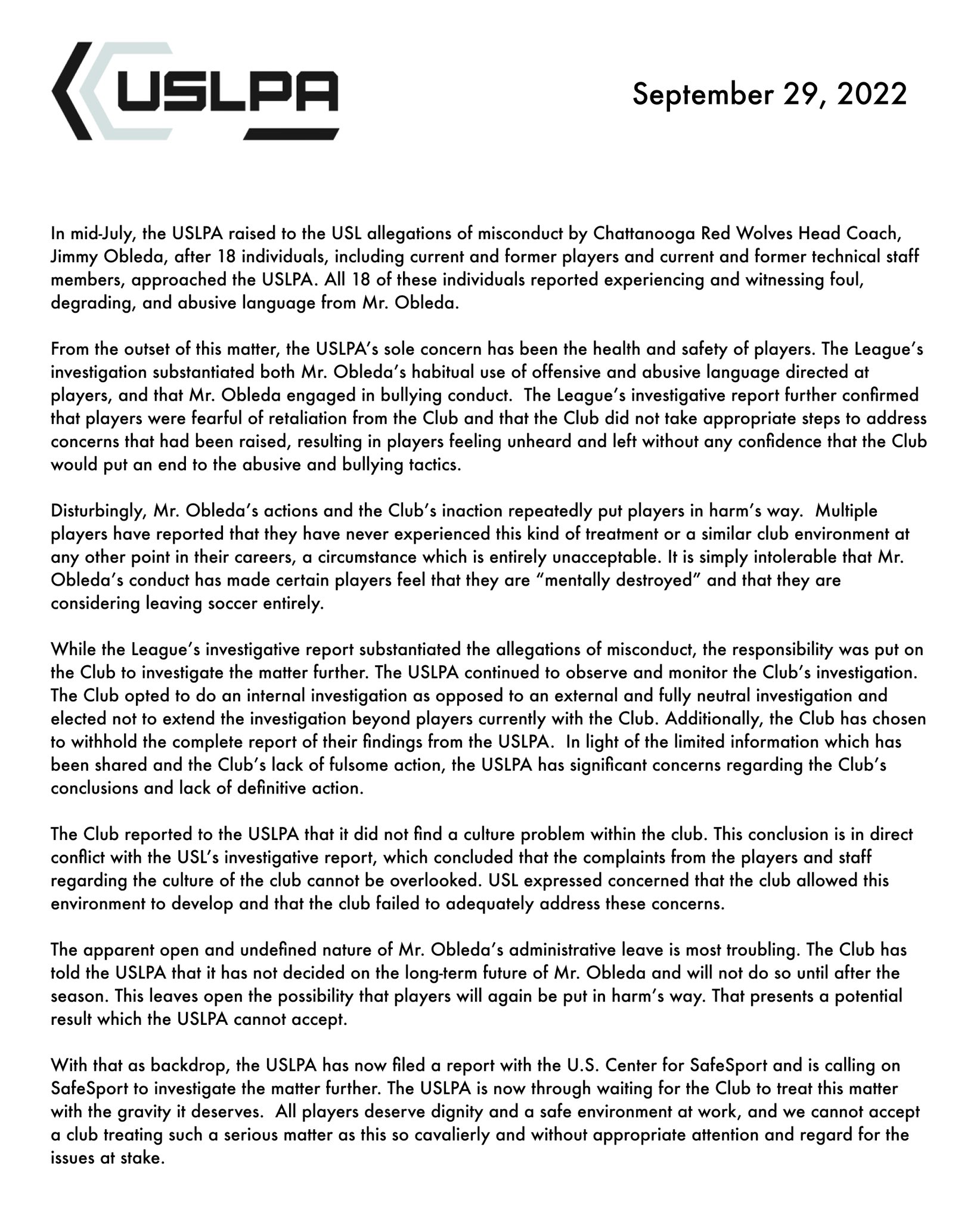 USLPA on X: &ldquo;The USLPA has lost confidence in @ChattRedWolves 
