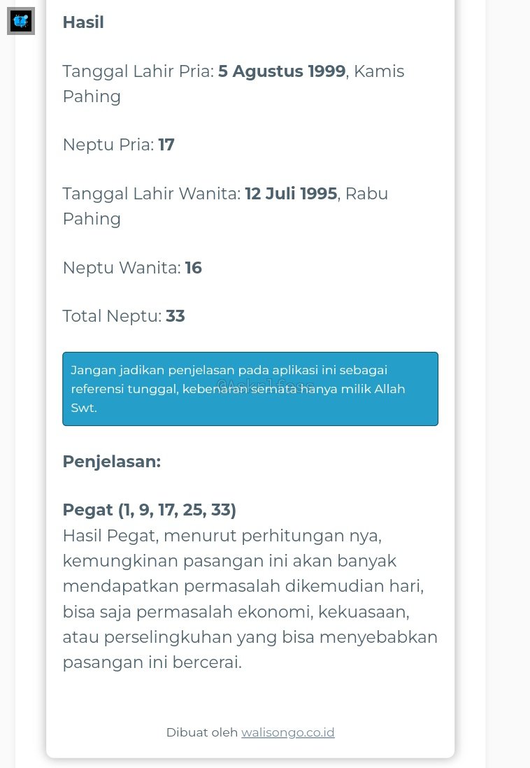 Askrlfess's tweet photo. [askrl] Hasil perhitungan weton Leslar https://t.co/XbmqPh3t0Z